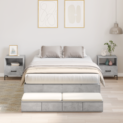 vidaXL Storage Bed Frame Concrete Grey 120x190 cm