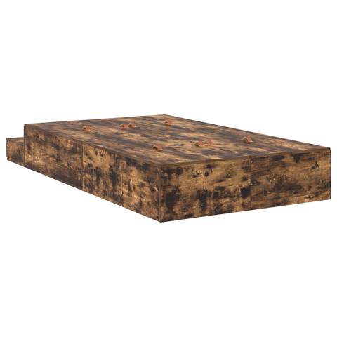 vidaXL Storage Bed Frame Smoked Oak 120x190 cm
