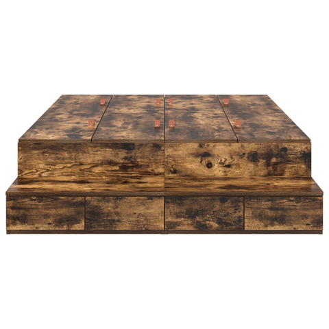 vidaXL Storage Bed Frame Smoked Oak 120x190 cm
