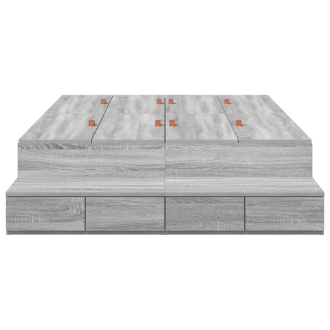 vidaXL Storage Bed Frame Grey Sonoma 120x190 cm
