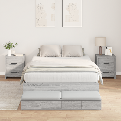 vidaXL Storage Bed Frame Grey Sonoma 120x190 cm