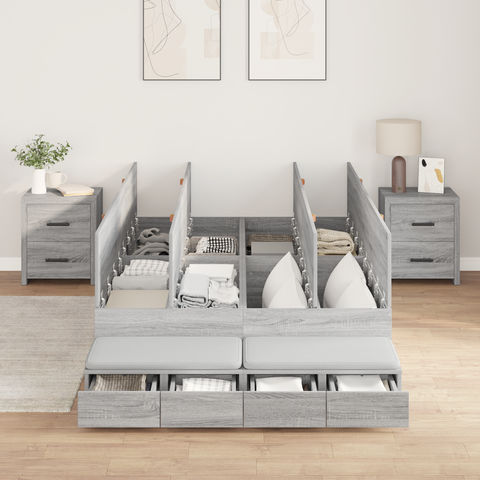 vidaXL Storage Bed Frame Grey Sonoma 120x190 cm