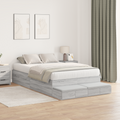 vidaXL Storage Bed Frame Grey Sonoma 120x190 cm