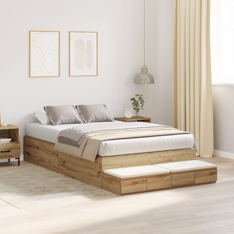vidaXL Storage Bed Frame Artisan Oak 120x190 cm