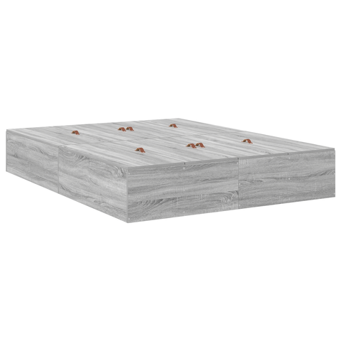 vidaXL Storage Bed Frame Grey Sonoma 140x190 cm