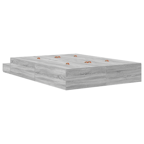 vidaXL Storage Bed Frame Grey Sonoma 140x190 cm