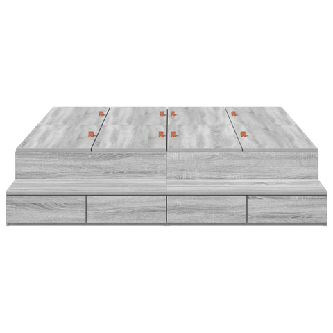 vidaXL Storage Bed Frame Grey Sonoma 140x190 cm