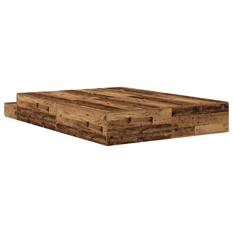vidaXL Storage Bed Frame Old Wood 140x190 cm