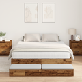vidaXL Storage Bed Frame Old Wood 140x190 cm