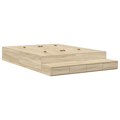 vidaXL Storage Bed Frame Sonoma Oak 135x190 cm