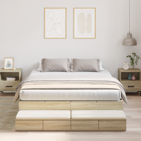 vidaXL Storage Bed Frame Sonoma Oak 135x190 cm