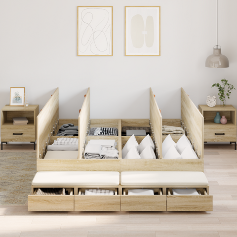 vidaXL Storage Bed Frame Sonoma Oak 135x190 cm