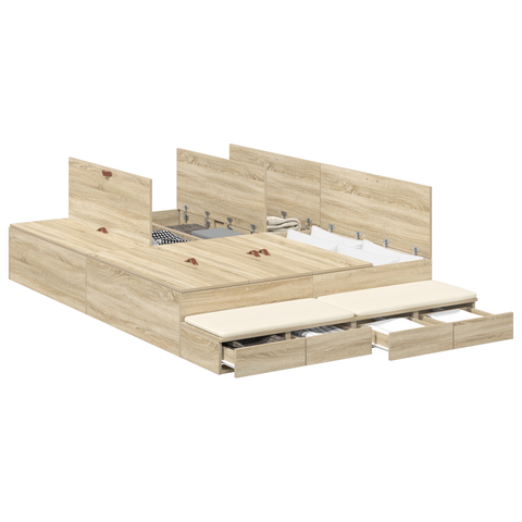 vidaXL Storage Bed Frame Sonoma Oak 135x190 cm