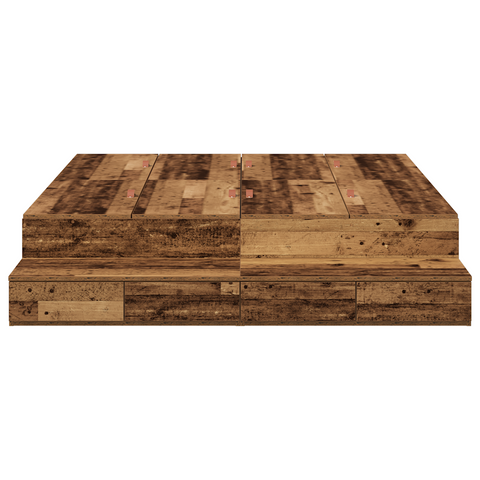 vidaXL Storage Bed Frame Old Wood 135x190 cm