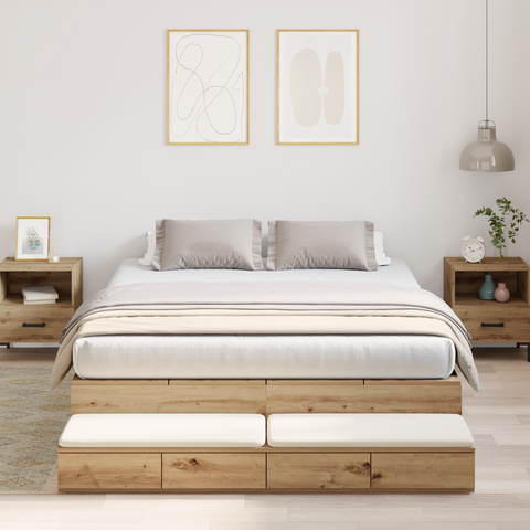 vidaXL Storage Bed Frame Artisan Oak 135x190 cm