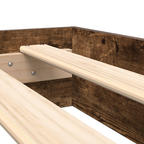 vidaXL Bookcase Bed Smoked Oak 100x200 cm Engineered Wood