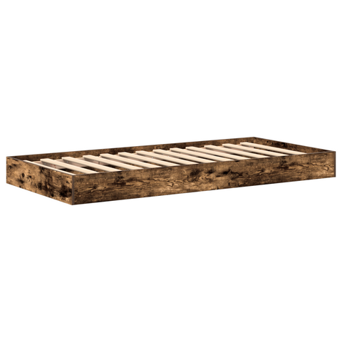 vidaXL Bookcase Bed Smoked Oak 100x200 cm Engineered Wood