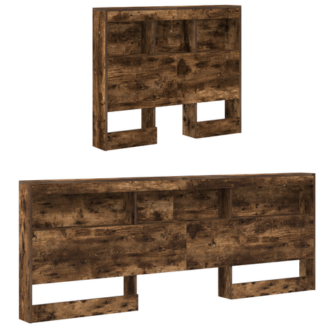 vidaXL Bookcase Bed Smoked Oak 100x200 cm Engineered Wood