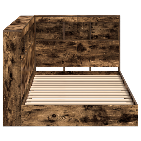 vidaXL Bookcase Bed Smoked Oak 100x200 cm Engineered Wood