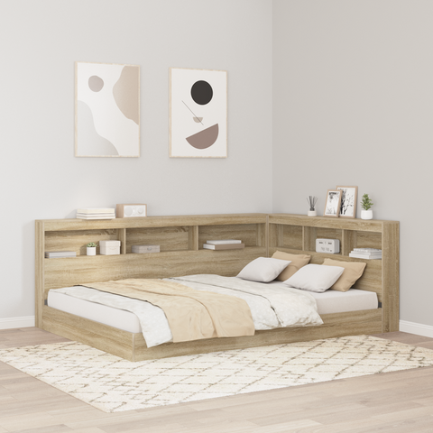 vidaXL Bookcase Bed Sonoma Oak 160x200 cm Engineered Wood