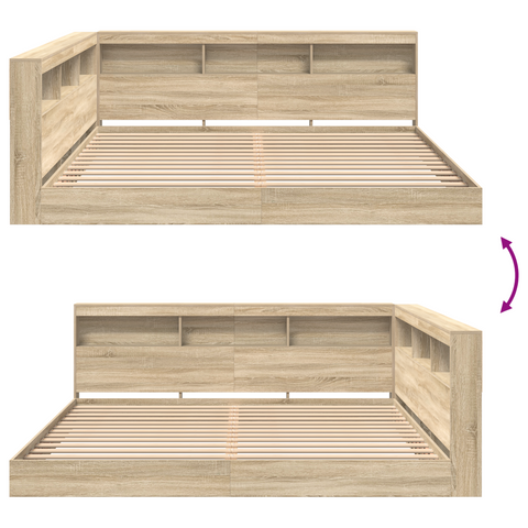 vidaXL Bookcase Bed Sonoma Oak 180x200 cm Engineered Wood