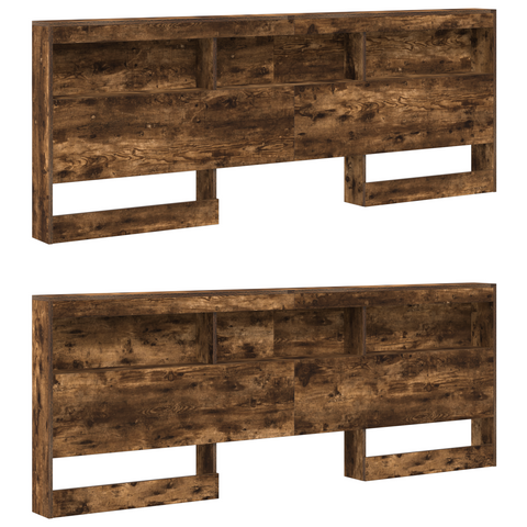 vidaXL Bookcase Bed Smoked Oak 180x200 cm Engineered Wood