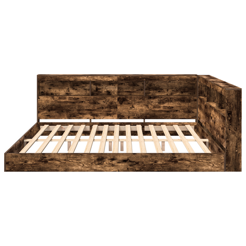 vidaXL Bookcase Bed Smoked Oak 180x200 cm Engineered Wood