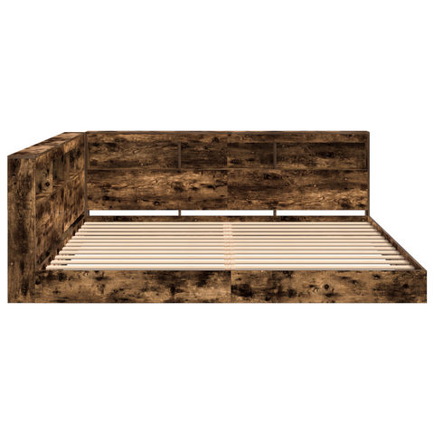 vidaXL Bookcase Bed Smoked Oak 180x200 cm Engineered Wood