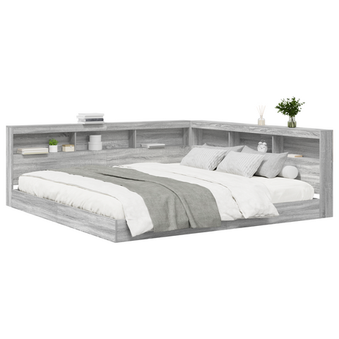 vidaXL Bookcase Bed Grey Sonoma 180x200 cm Engineered Wood