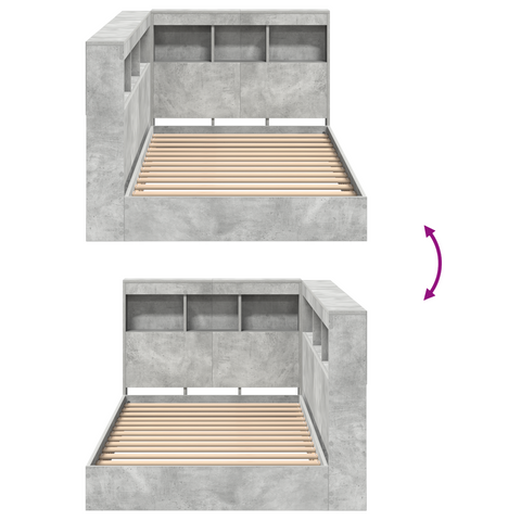 vidaXL Bookcase Bed Concrete Grey 75x190 cm Engineered Wood