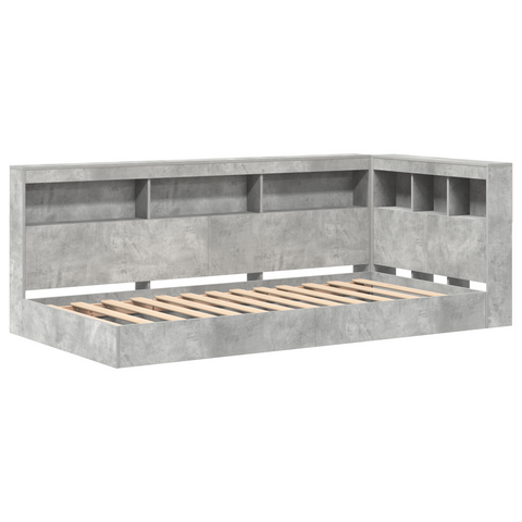 vidaXL Bookcase Bed Concrete Grey 75x190 cm Engineered Wood