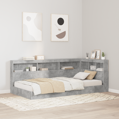 vidaXL Bookcase Bed Concrete Grey 75x190 cm Engineered Wood