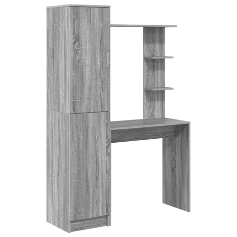 vidaXL Desk with Storage Grey Sonoma Engineered Wood