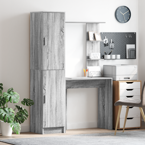 vidaXL Desk with Storage Grey Sonoma Engineered Wood