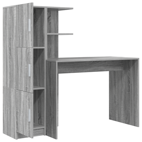 vidaXL Desk with Storage Grey Sonoma Engineered Wood