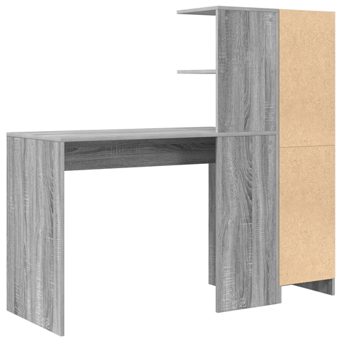 vidaXL Desk with Storage Grey Sonoma Engineered Wood