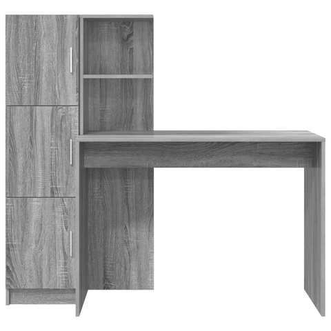 vidaXL Desk with Storage Grey Sonoma Engineered Wood