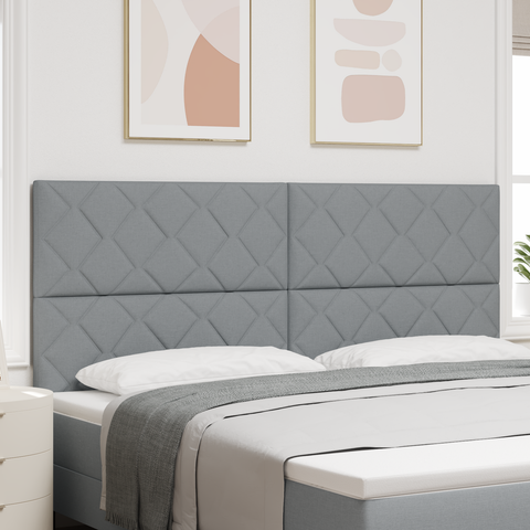 vidaXL Headboard Diamond Blocks Design Light Grey 200 cm Fabric