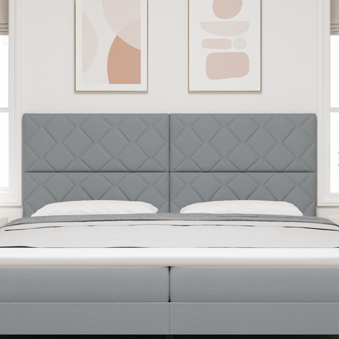 vidaXL Headboard Diamond Blocks Design Light Grey 200 cm Fabric