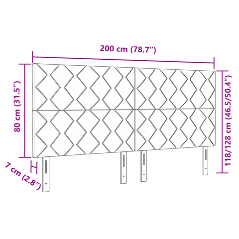 vidaXL Headboard Diamond Blocks Design Taupe 200 cm Fabric