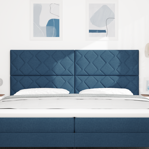 vidaXL Headboard Diamond Blocks Design Blue 200 cm Fabric