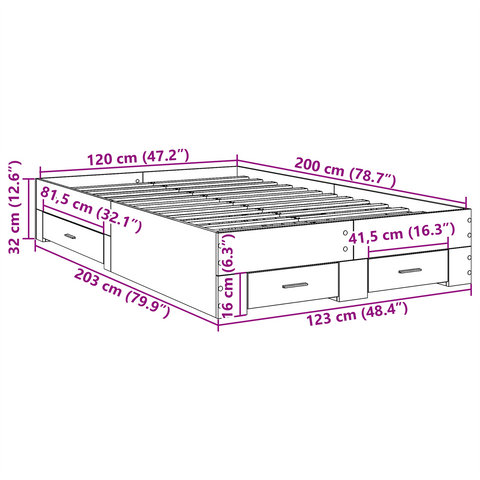 vidaXL Bed Frame without Mattress with Drawers Double Engineered Wood