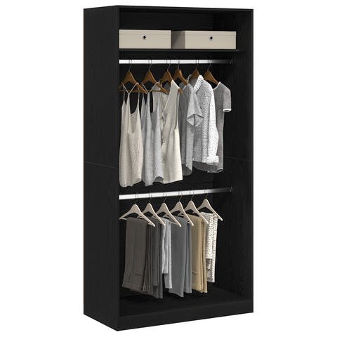 vidaXL Black Oak Wardrobe - 100x50x200 cm, Made of Engineered Wood