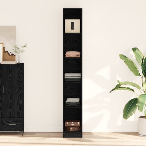 vidaXL Black Oak Wardrobe - 30x50x200 cm, Made from Engineered Wood