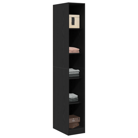 vidaXL Black Oak Wardrobe - 30x50x200 cm, Made from Engineered Wood