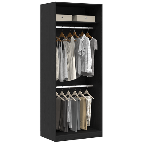 vidaXL Black Oak Wardrobe - 80x50x200 cm, Made of Engineered Wood
