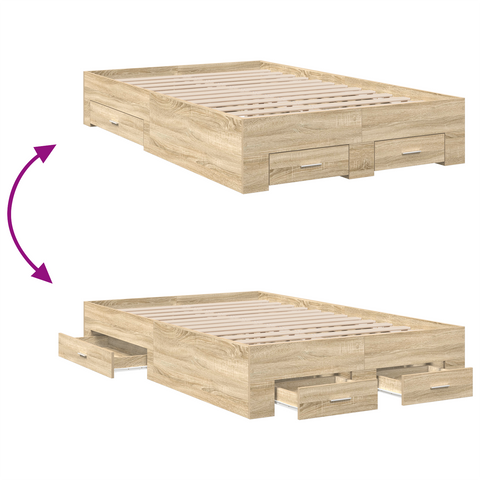 vidaXL Bed Frame Sonoma Oak 140x200 cm Engineered Wood