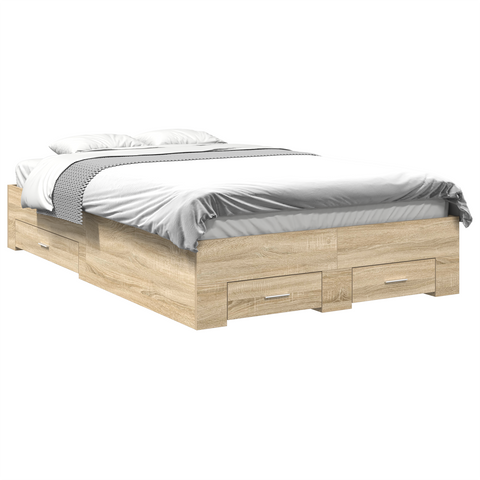 vidaXL Bed Frame Sonoma Oak 140x200 cm Engineered Wood