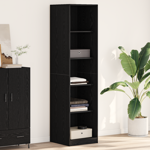 vidaXL Black Oak Wardrobe - 50 x 50 x 200 cm - Made of Engineered Wood