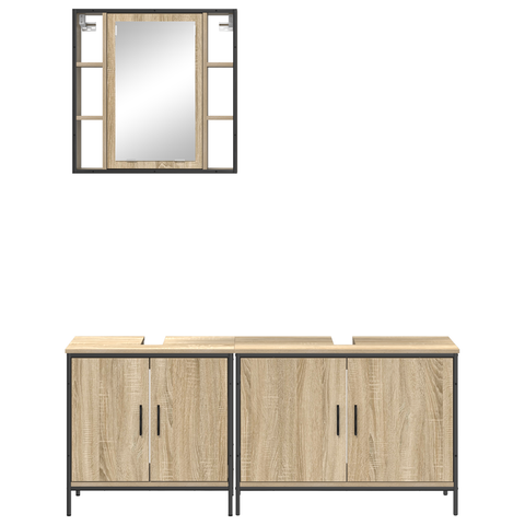 vidaXL 3 Piece Bathroom Furniture Set Sonoma Oak Engineered Wood